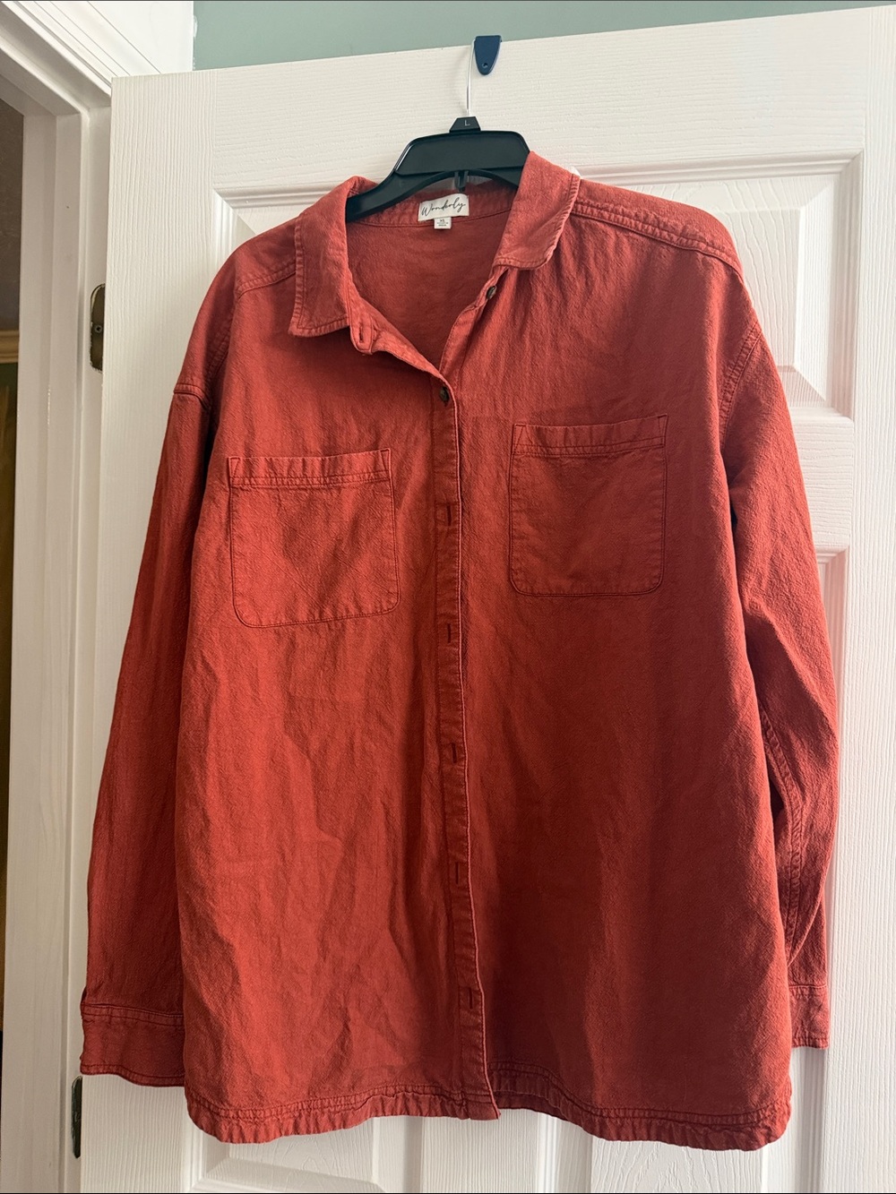 Wonderly womens Casual Button-Down Shirt in Rust